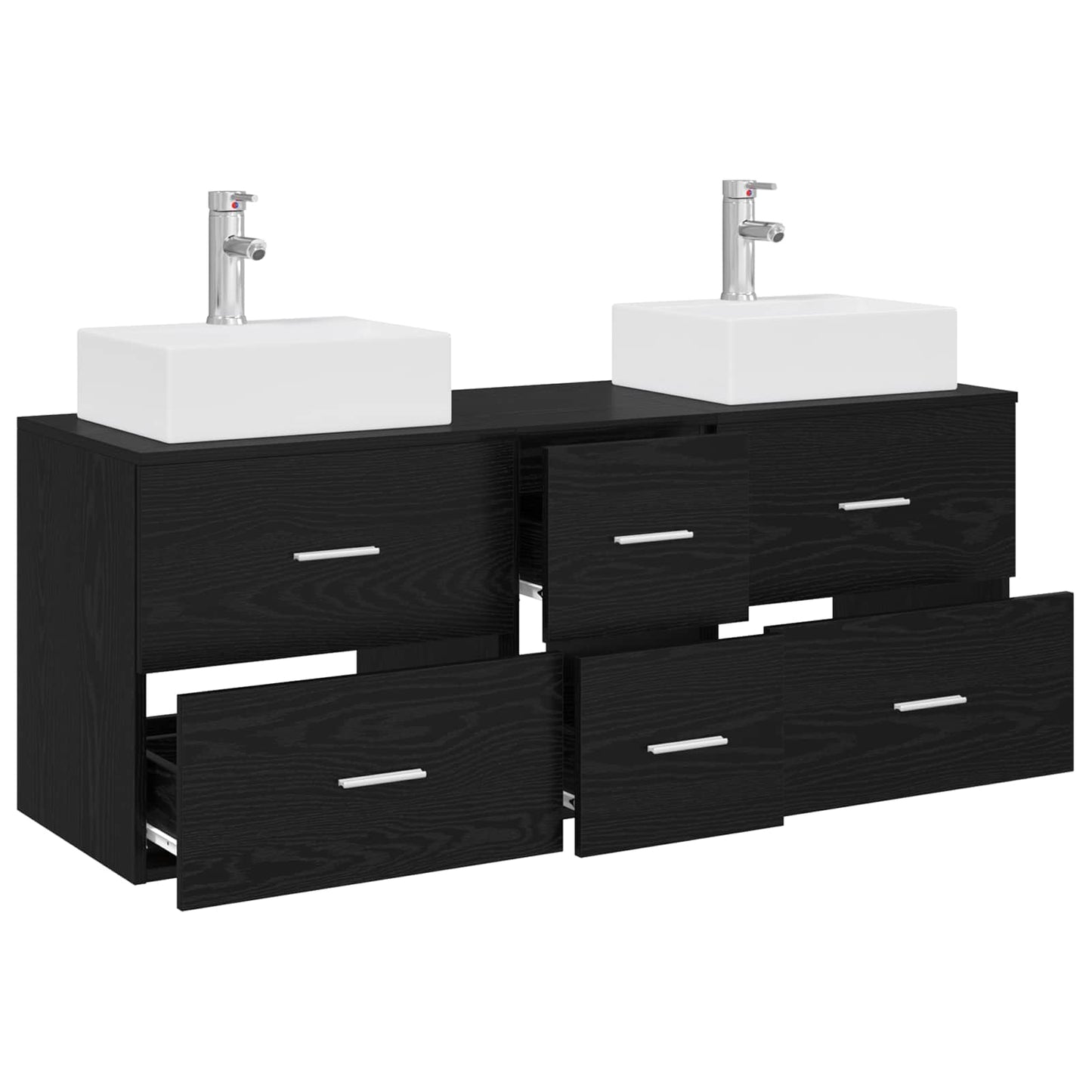 vidaXL Bathroom Cabinet Set 3 pcs Black 49.5 x 41 x 62.5 cm