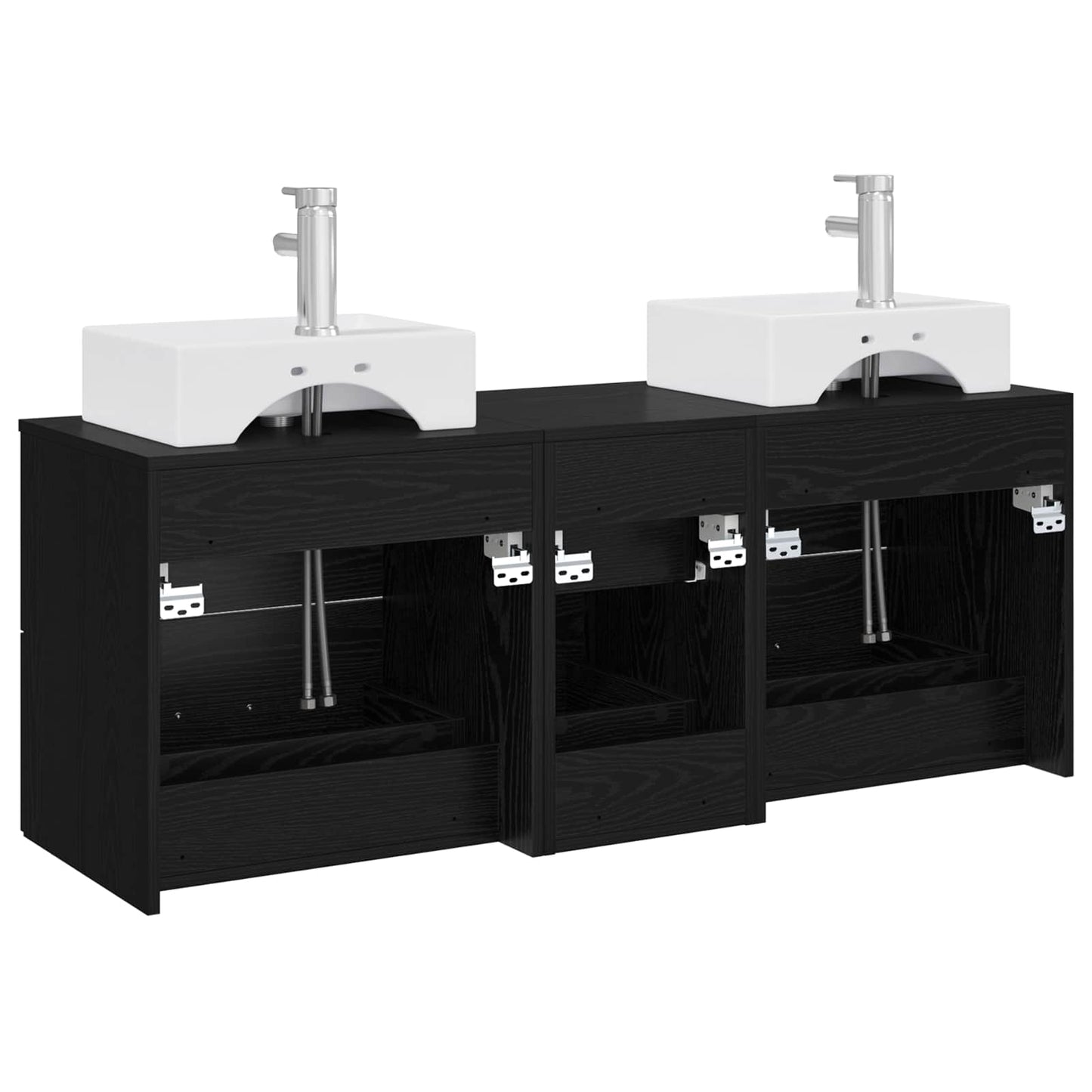 vidaXL Bathroom Cabinet Set 3 pcs Black 49.5 x 41 x 62.5 cm