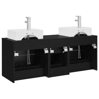vidaXL Bathroom Cabinet Set 3 pcs Black 49.5 x 41 x 62.5 cm