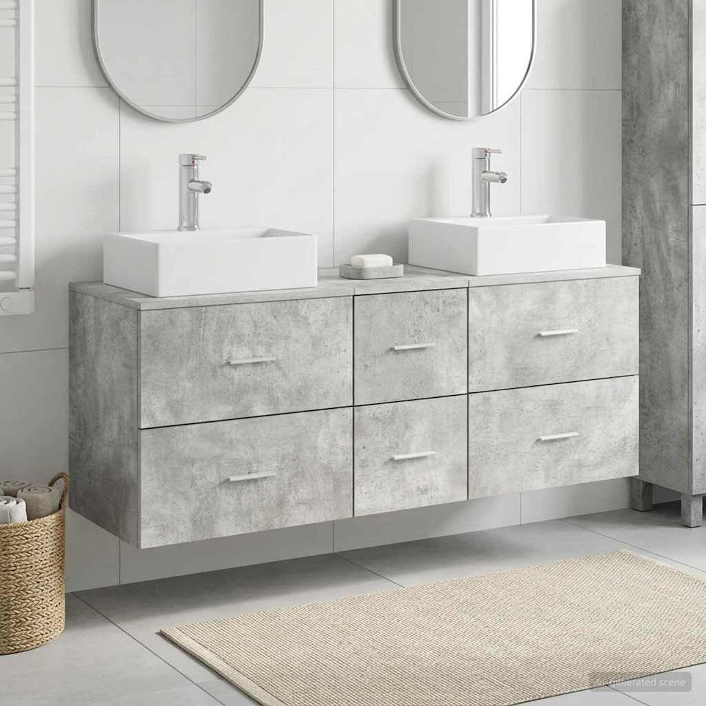 vidaXL Bathroom Cabinet Set 3 pcs Concrete Grey 49.5 x 41 x 62.5 cm