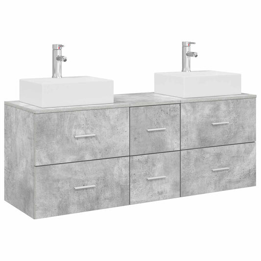 vidaXL Bathroom Cabinet Set 3 pcs Concrete Grey 129 x 41 x 79.5 cm