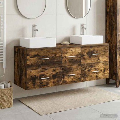 vidaXL Bathroom Cabinet Set 3 pcs Smoked Oak 49.5 x 41 x 62.5 cm