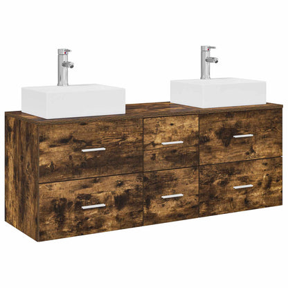 vidaXL Bathroom Cabinet Set 3 pcs Smoked Oak 49.5 x 41 x 62.5 cm