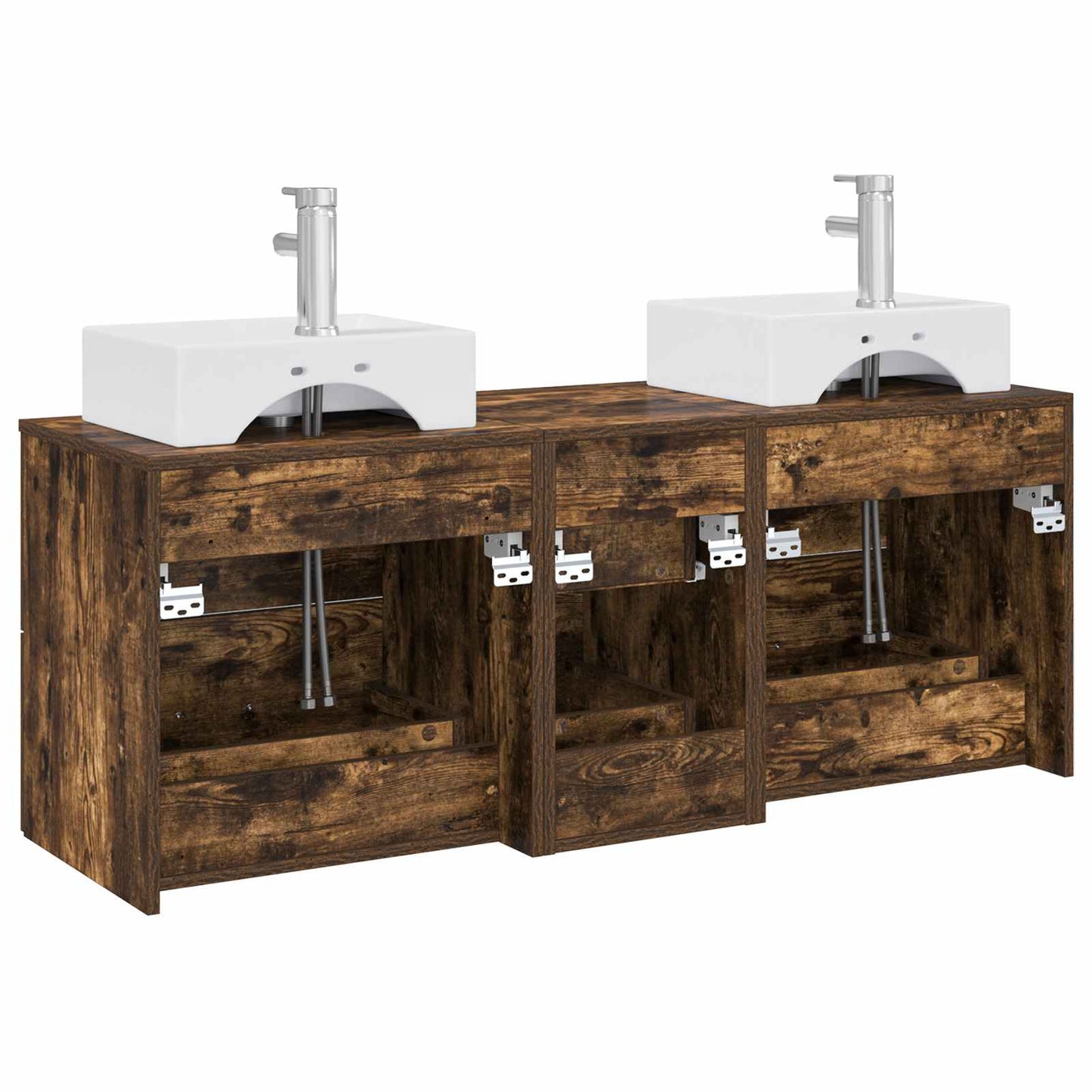 vidaXL Bathroom Cabinet Set 3 pcs Smoked Oak 49.5 x 41 x 62.5 cm