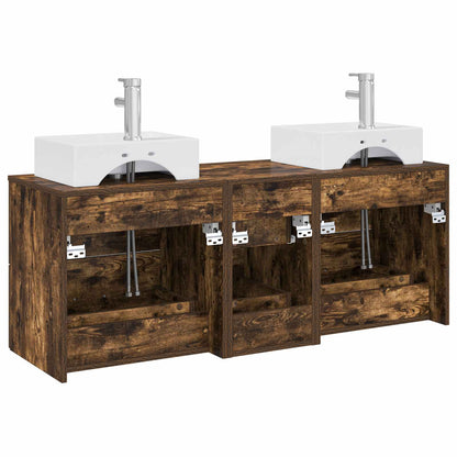 vidaXL Bathroom Cabinet Set 3 pcs Smoked Oak 49.5 x 41 x 62.5 cm