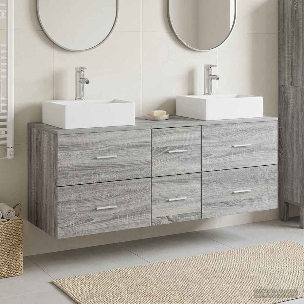 vidaXL Bathroom Cabinet Set 3 pcs Grey Sonoma 49.5 x 41 x 62.5 cm