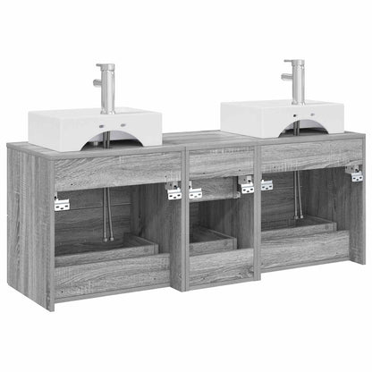 vidaXL Bathroom Cabinet Set 3 pcs Grey Sonoma 49.5 x 41 x 62.5 cm