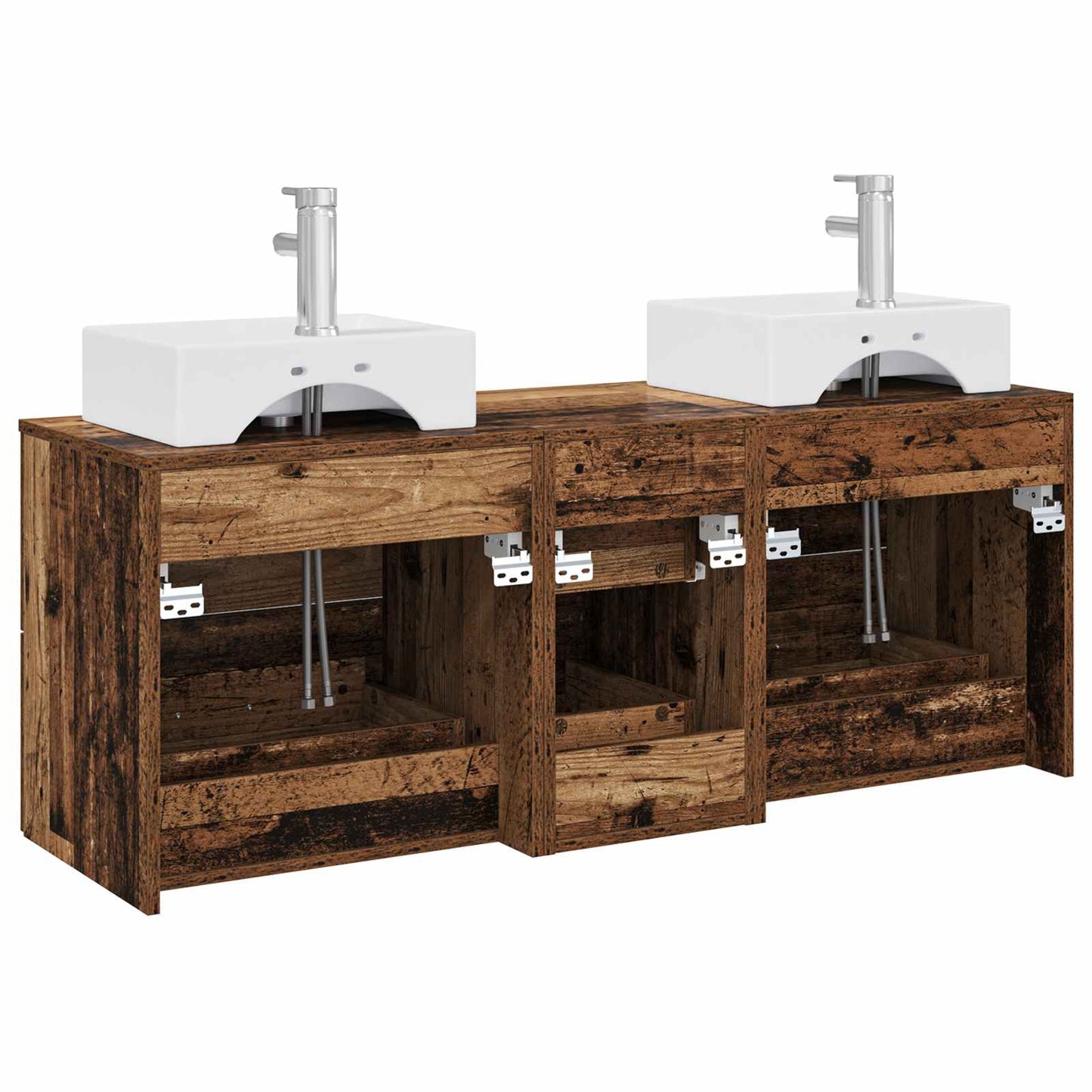 vidaXL Bathroom Cabinet Set 3 pcs Old Wood 49.5 x 41 x 62.5 cm