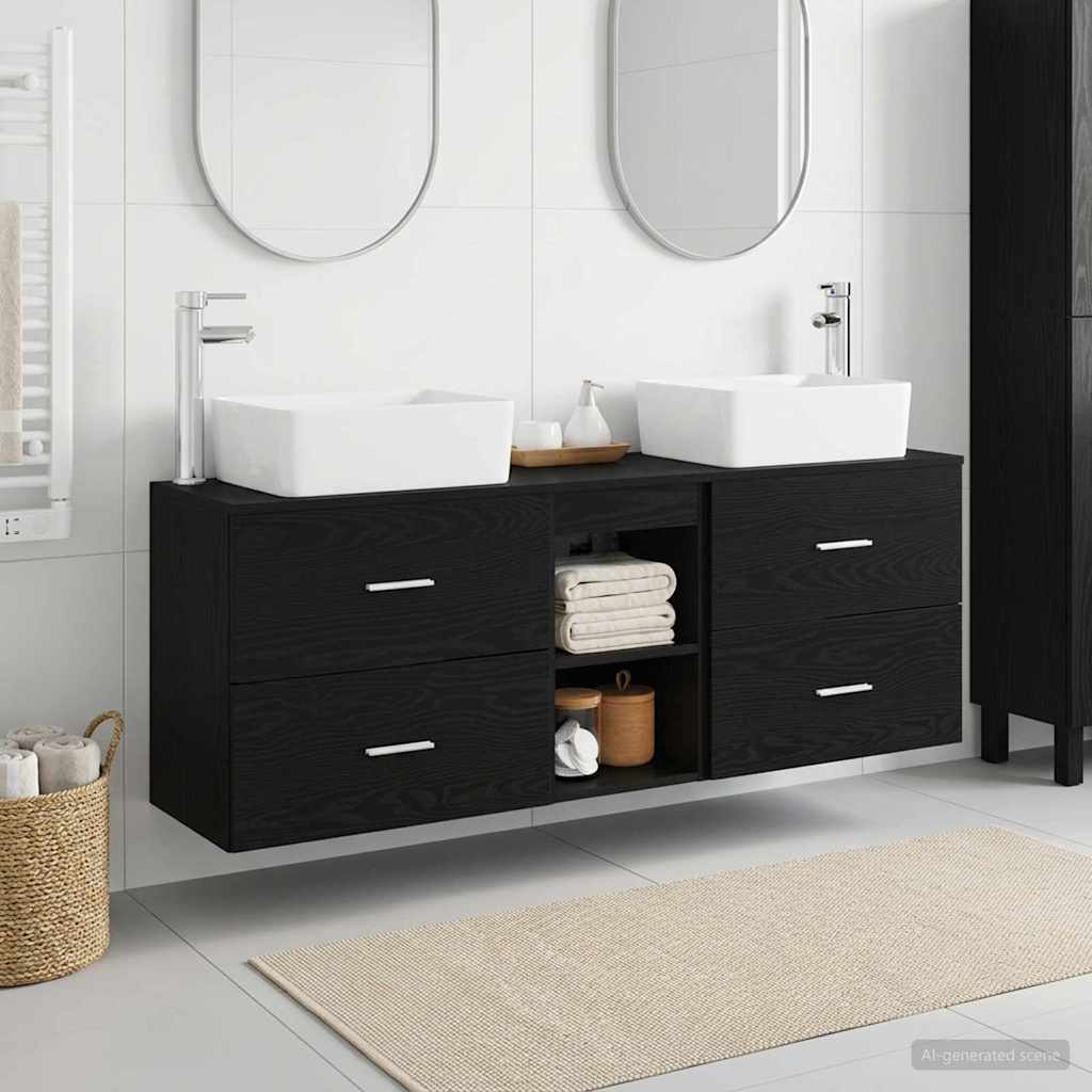 vidaXL Bathroom Cabinet Set 3 pcs Black 53 x 34.5 x 63 cm