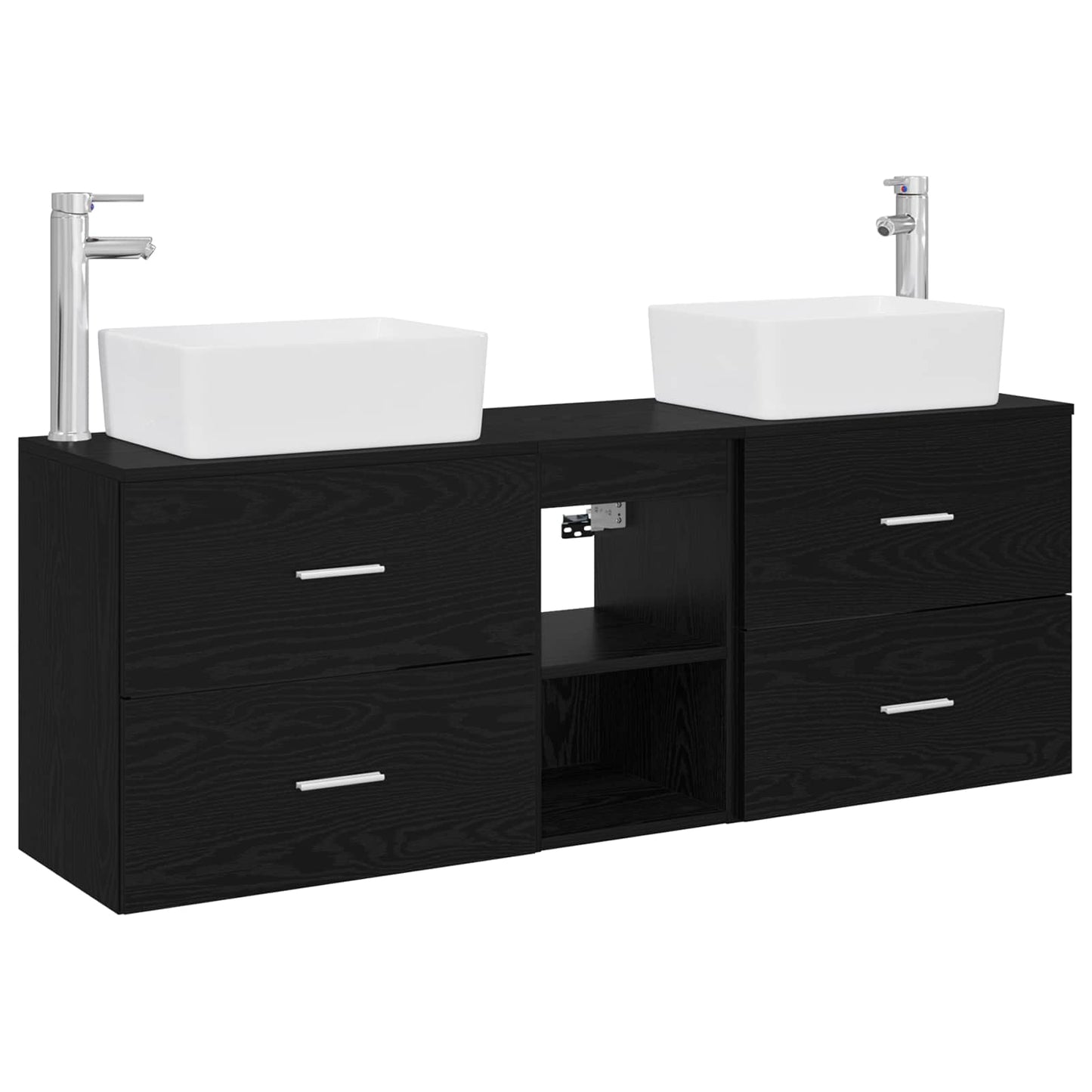 vidaXL Bathroom Cabinet Set 3 pcs Black 53 x 34.5 x 63 cm