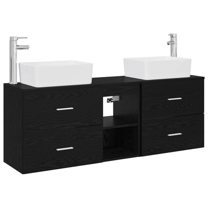vidaXL Bathroom Cabinet Set 3 pcs Black 53 x 34.5 x 63 cm