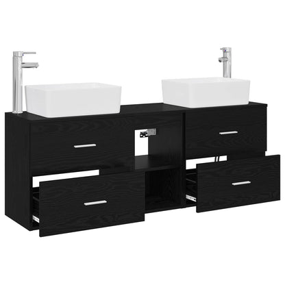 vidaXL Bathroom Cabinet Set 3 pcs Black 53 x 34.5 x 63 cm