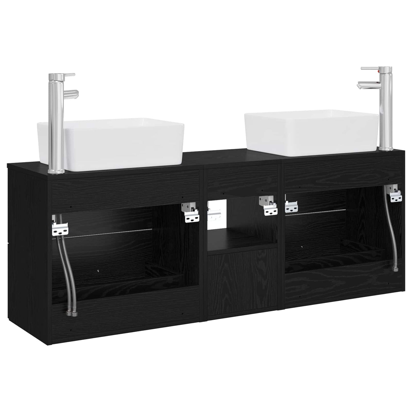 vidaXL Bathroom Cabinet Set 3 pcs Black 53 x 34.5 x 63 cm