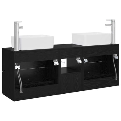 vidaXL Bathroom Cabinet Set 3 pcs Black 53 x 34.5 x 63 cm