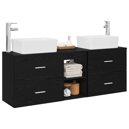vidaXL Bathroom Cabinet Set 3 pcs Black 53 x 34.5 x 63 cm