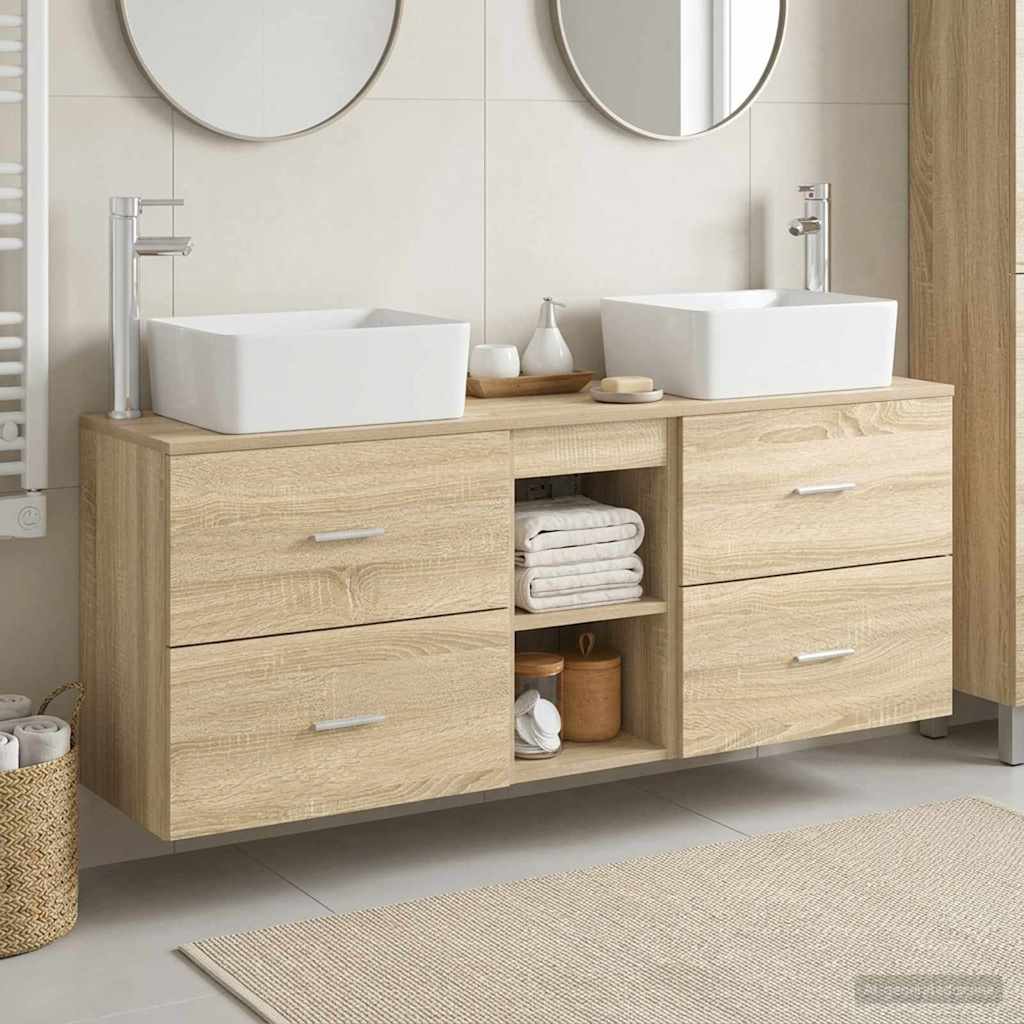 vidaXL Bathroom Cabinet Set 3 pcs Sonoma Oak 53 x 34.5 x 63 cm