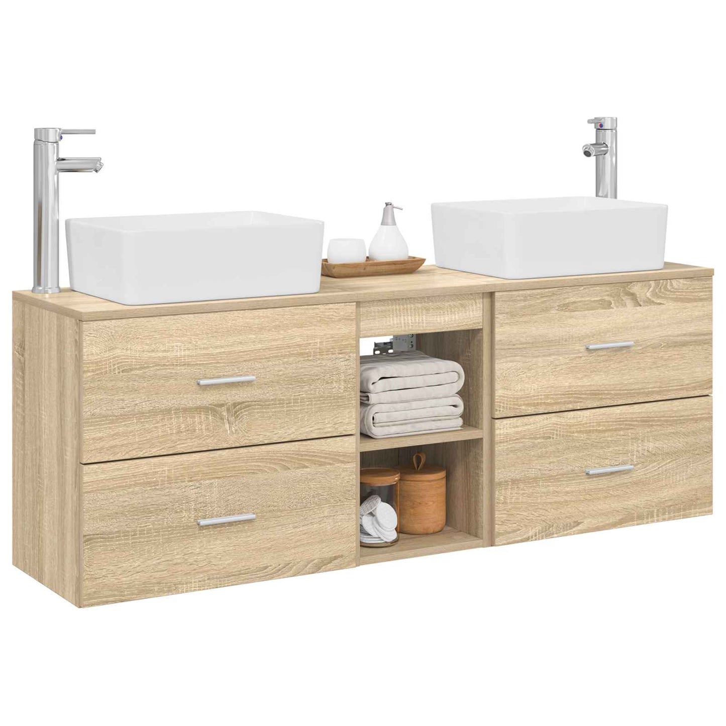 vidaXL Bathroom Cabinet Set 3 pcs Sonoma Oak 53 x 34.5 x 63 cm