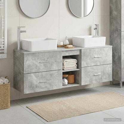 vidaXL Bathroom Cabinet Set 3 pcs Concrete Grey 53 x 34.5 x 63 cm