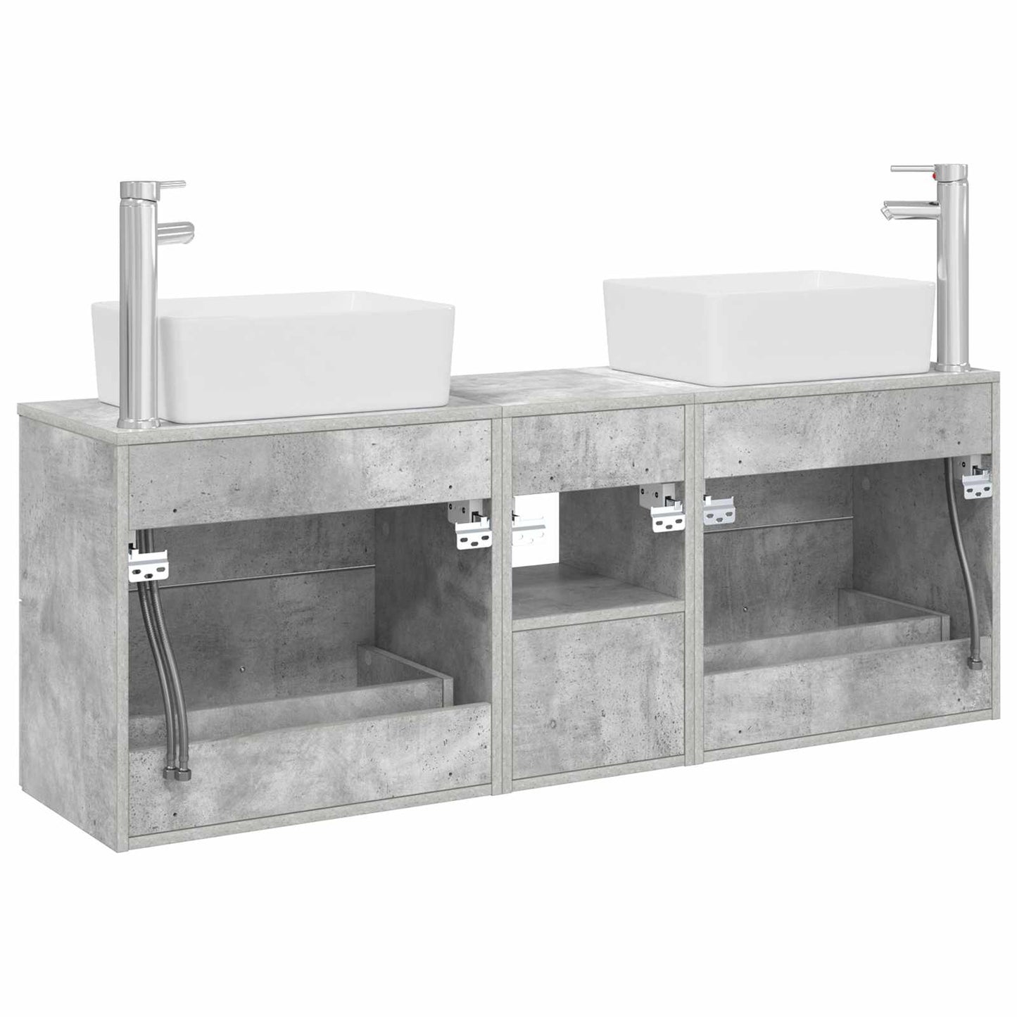 vidaXL Bathroom Cabinet Set 3 pcs Concrete Grey 53 x 34.5 x 63 cm