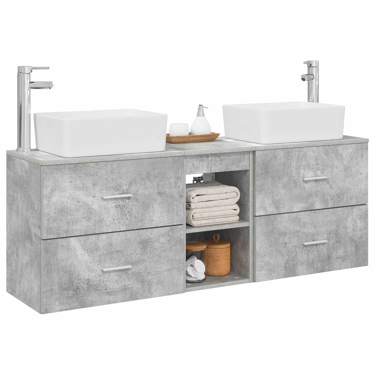 vidaXL Bathroom Cabinet Set 3 pcs Concrete Grey 53 x 34.5 x 63 cm