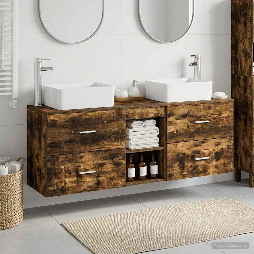 vidaXL Bathroom Cabinet Set 3 pcs Smoked Oak 53 x 34.5 x 63 cm