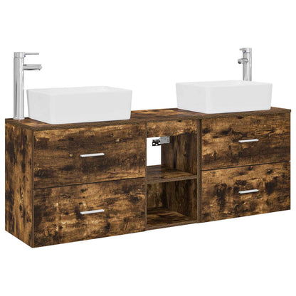 vidaXL Bathroom Cabinet Set 3 pcs Smoked Oak 53 x 34.5 x 63 cm