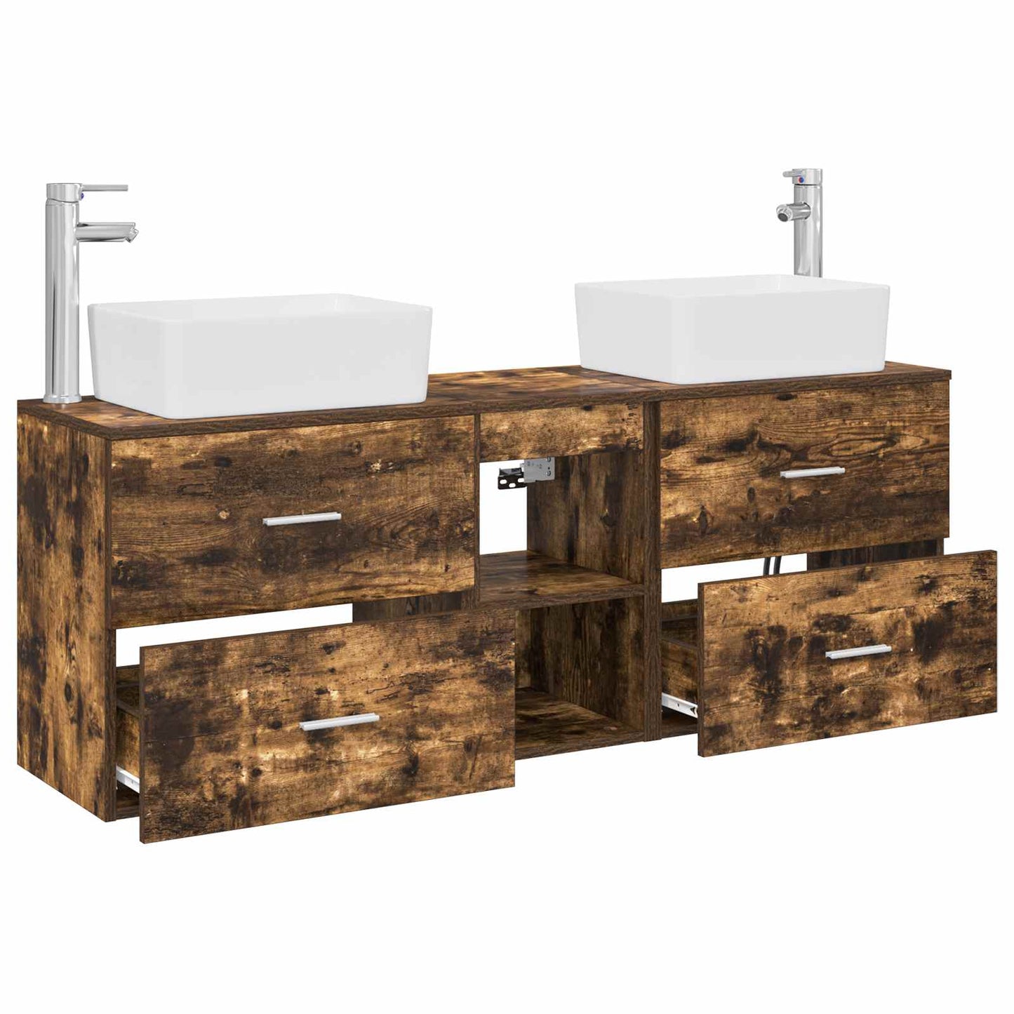 vidaXL Bathroom Cabinet Set 3 pcs Smoked Oak 53 x 34.5 x 63 cm