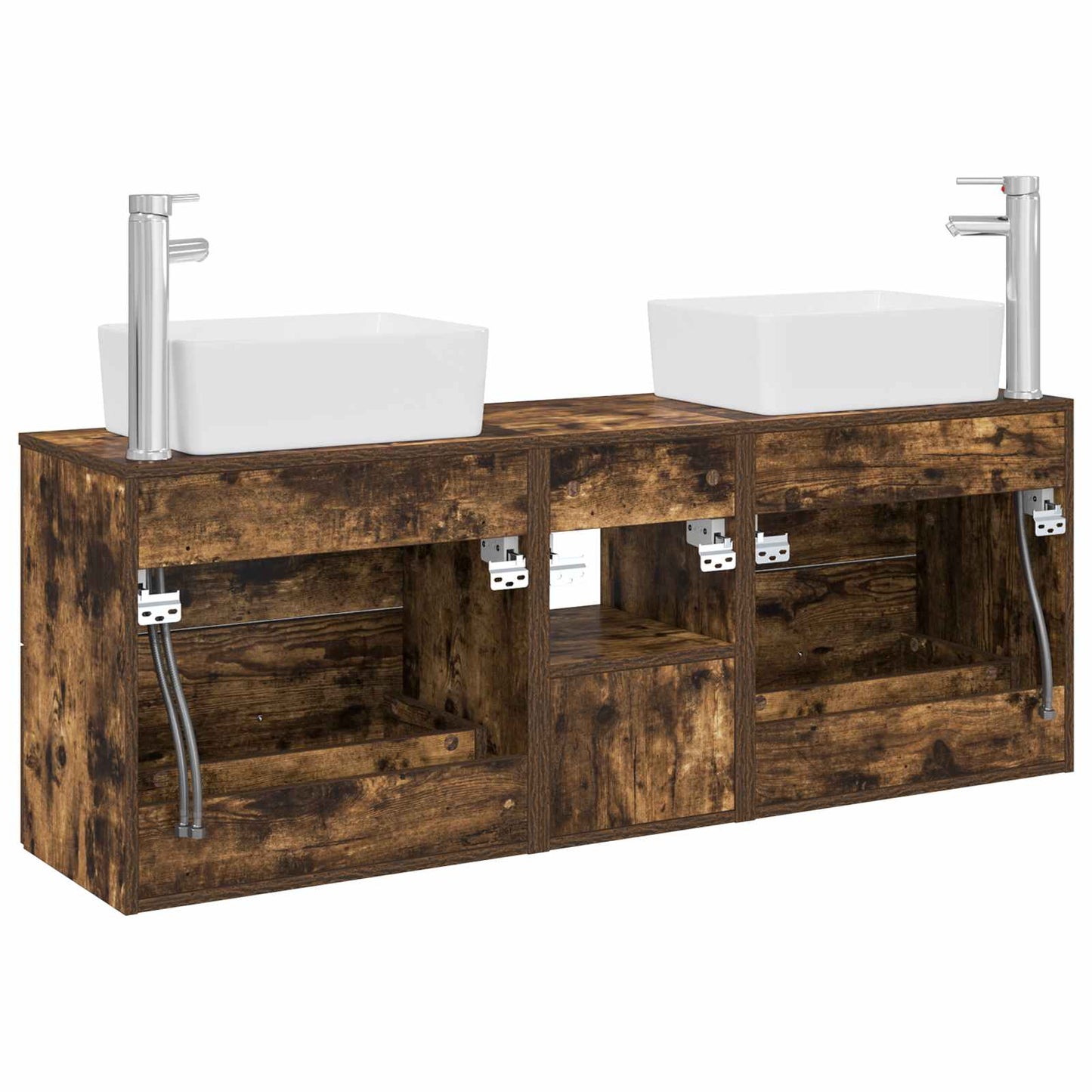 vidaXL Bathroom Cabinet Set 3 pcs Smoked Oak 53 x 34.5 x 63 cm