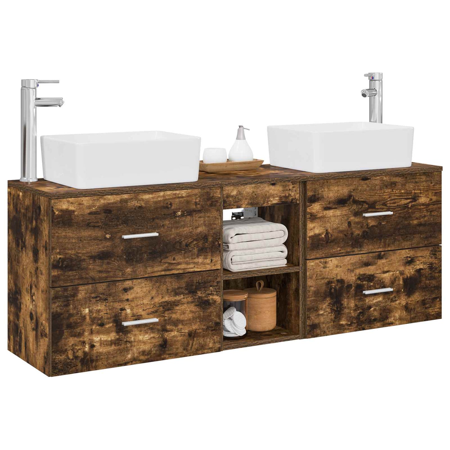 vidaXL Bathroom Cabinet Set 3 pcs Smoked Oak 53 x 34.5 x 63 cm