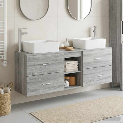 vidaXL Bathroom Cabinet Set 3 pcs Grey Sonoma 53 x 34.5 x 63 cm