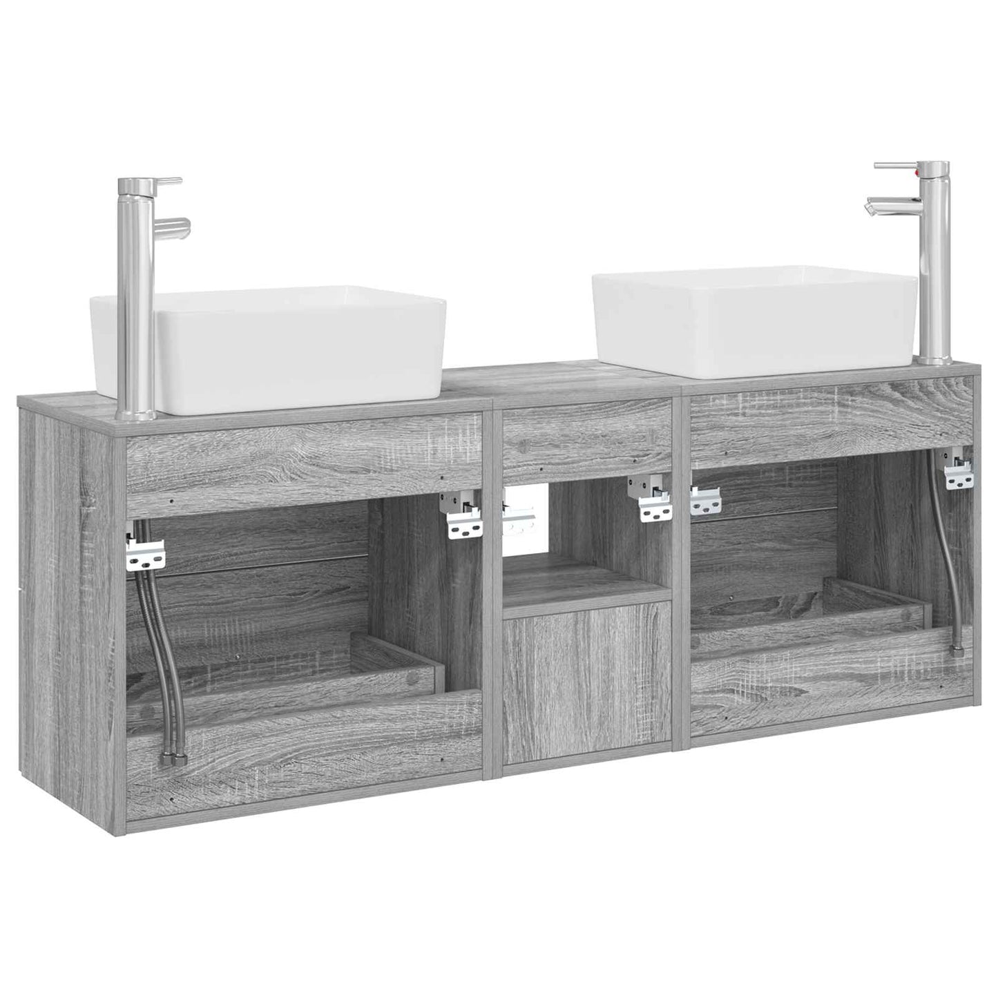 vidaXL Bathroom Cabinet Set 3 pcs Grey Sonoma 53 x 34.5 x 63 cm