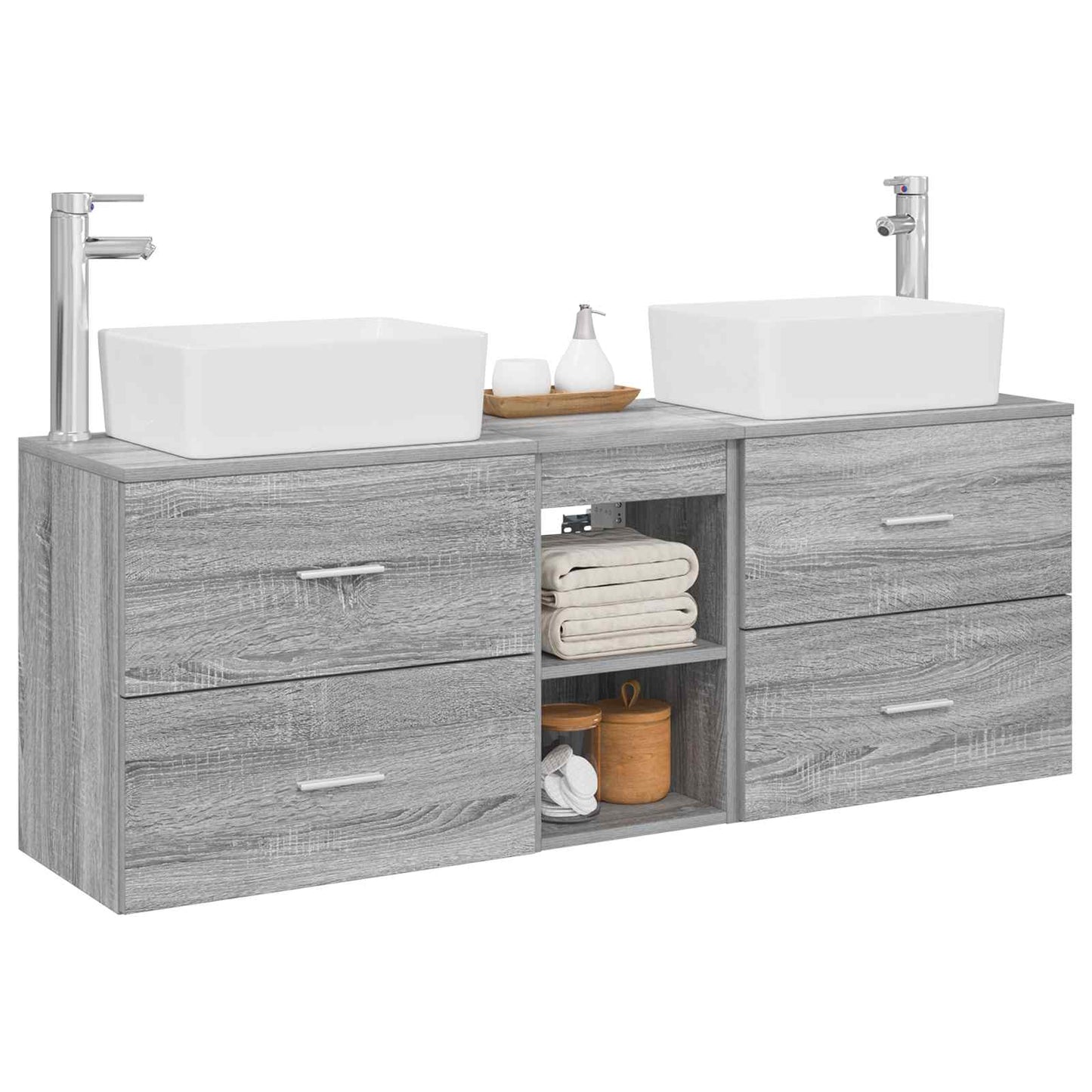 vidaXL Bathroom Cabinet Set 3 pcs Grey Sonoma 53 x 34.5 x 63 cm