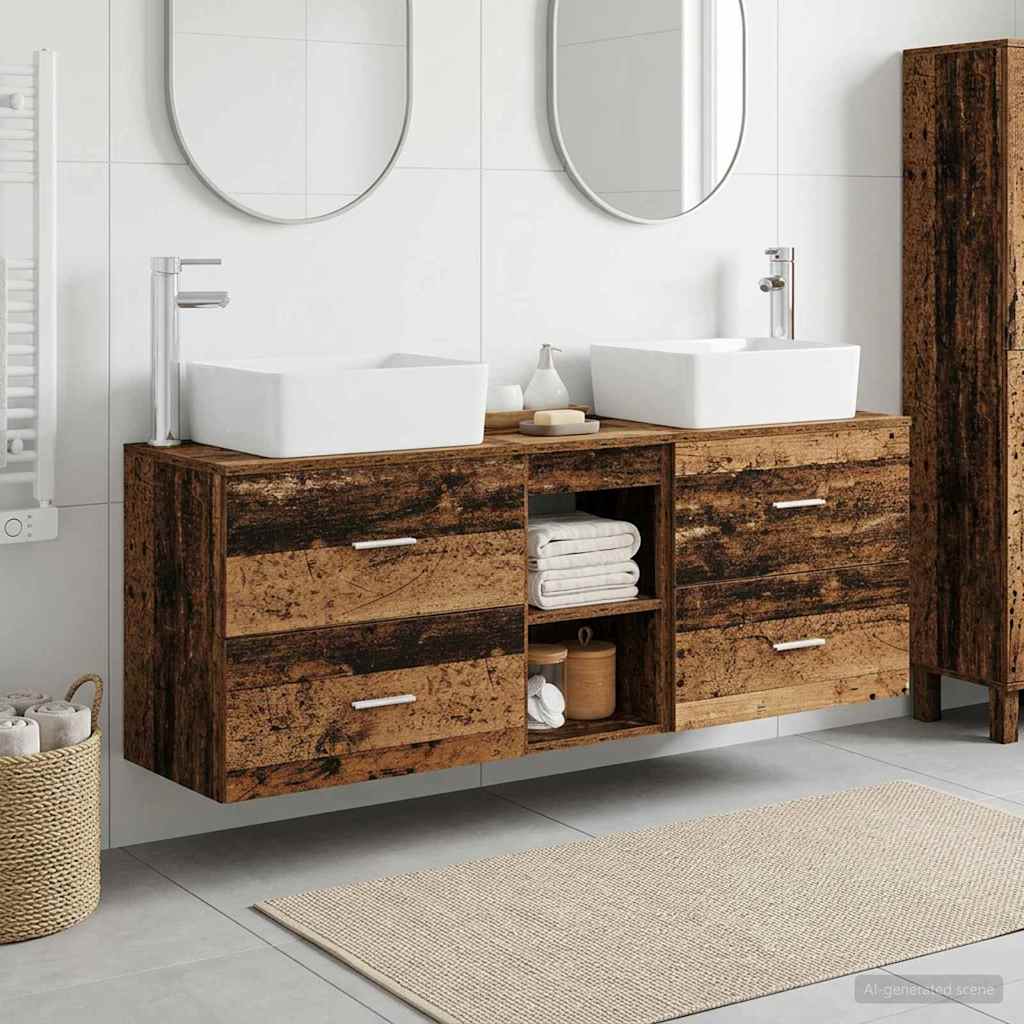 vidaXL Bathroom Cabinet Set 3 pcs Old Wood 53 x 34.5 x 63 cm