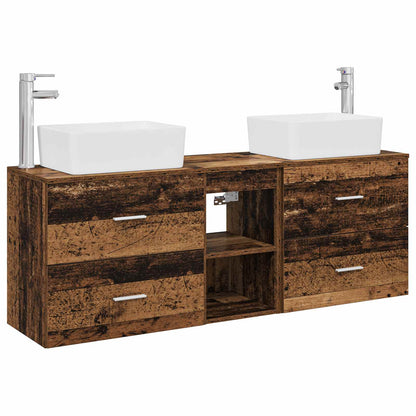 vidaXL Bathroom Cabinet Set 3 pcs Old Wood 53 x 34.5 x 63 cm