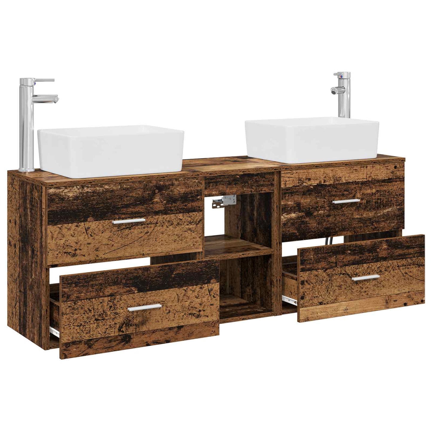 vidaXL Bathroom Cabinet Set 3 pcs Old Wood 53 x 34.5 x 63 cm