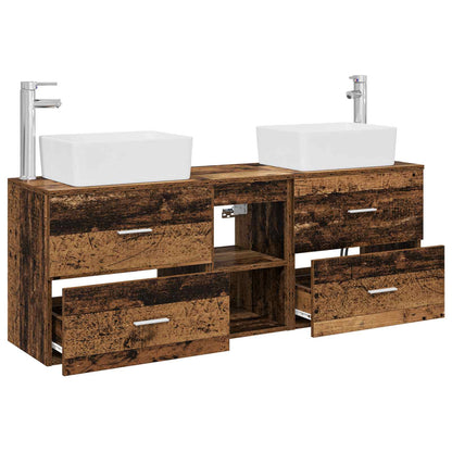vidaXL Bathroom Cabinet Set 3 pcs Old Wood 53 x 34.5 x 63 cm