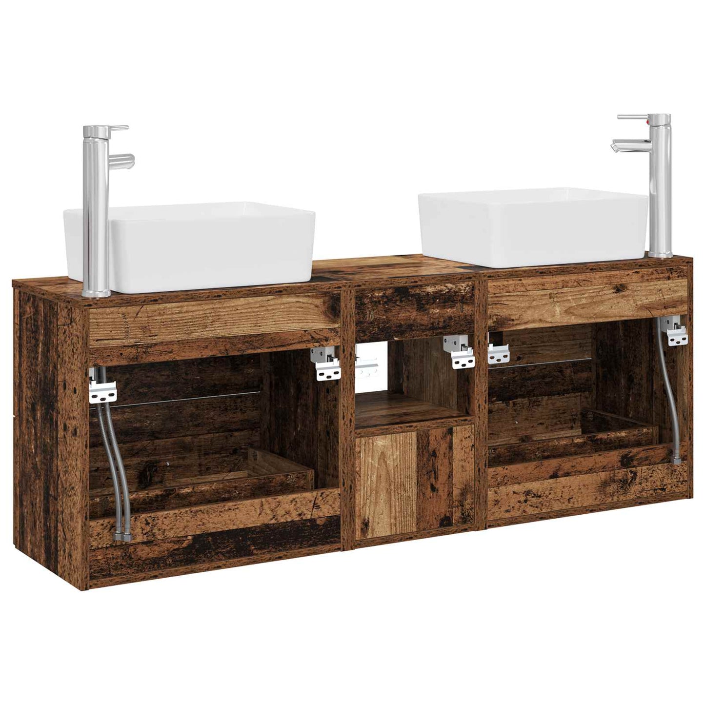 vidaXL Bathroom Cabinet Set 3 pcs Old Wood 53 x 34.5 x 63 cm