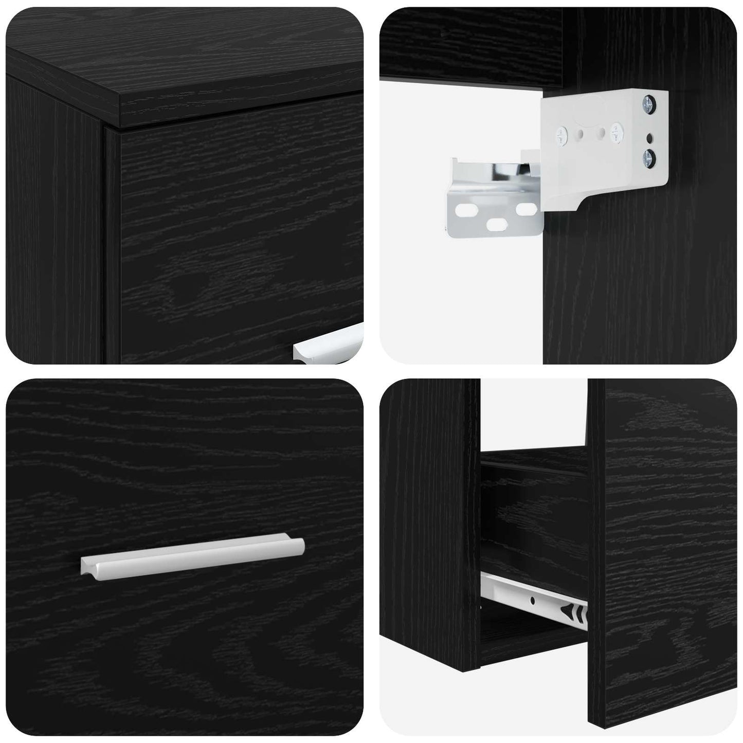 vidaXL Bathroom Cabinet Set 3 pcs Black 53 x 34.5 x 63 cm