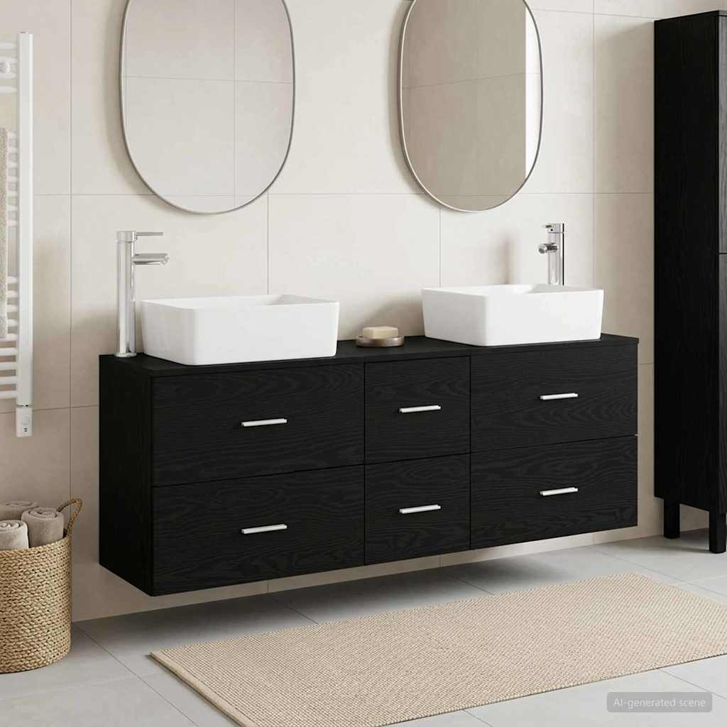 vidaXL Bathroom Cabinet Set 3 pcs Black 53 x 34.5 x 63 cm
