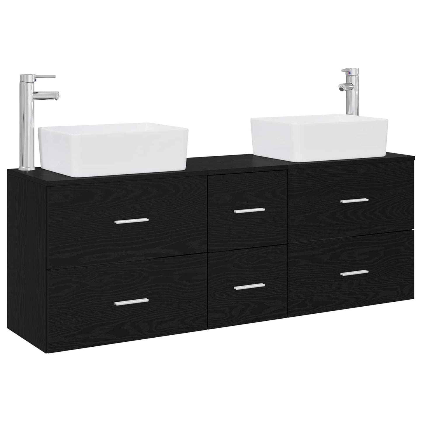 vidaXL Bathroom Cabinet Set 3 pcs Black 53 x 34.5 x 63 cm