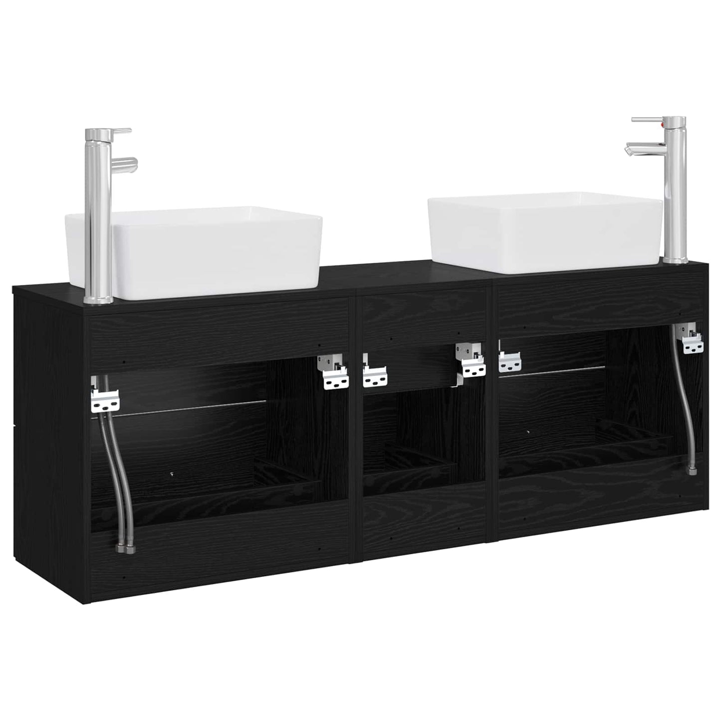 vidaXL Bathroom Cabinet Set 3 pcs Black 53 x 34.5 x 63 cm