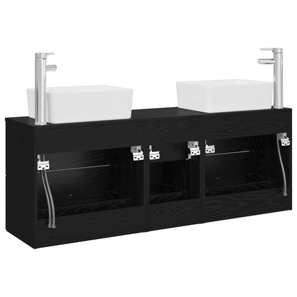 vidaXL Bathroom Cabinet Set 3 pcs Black 53 x 34.5 x 63 cm