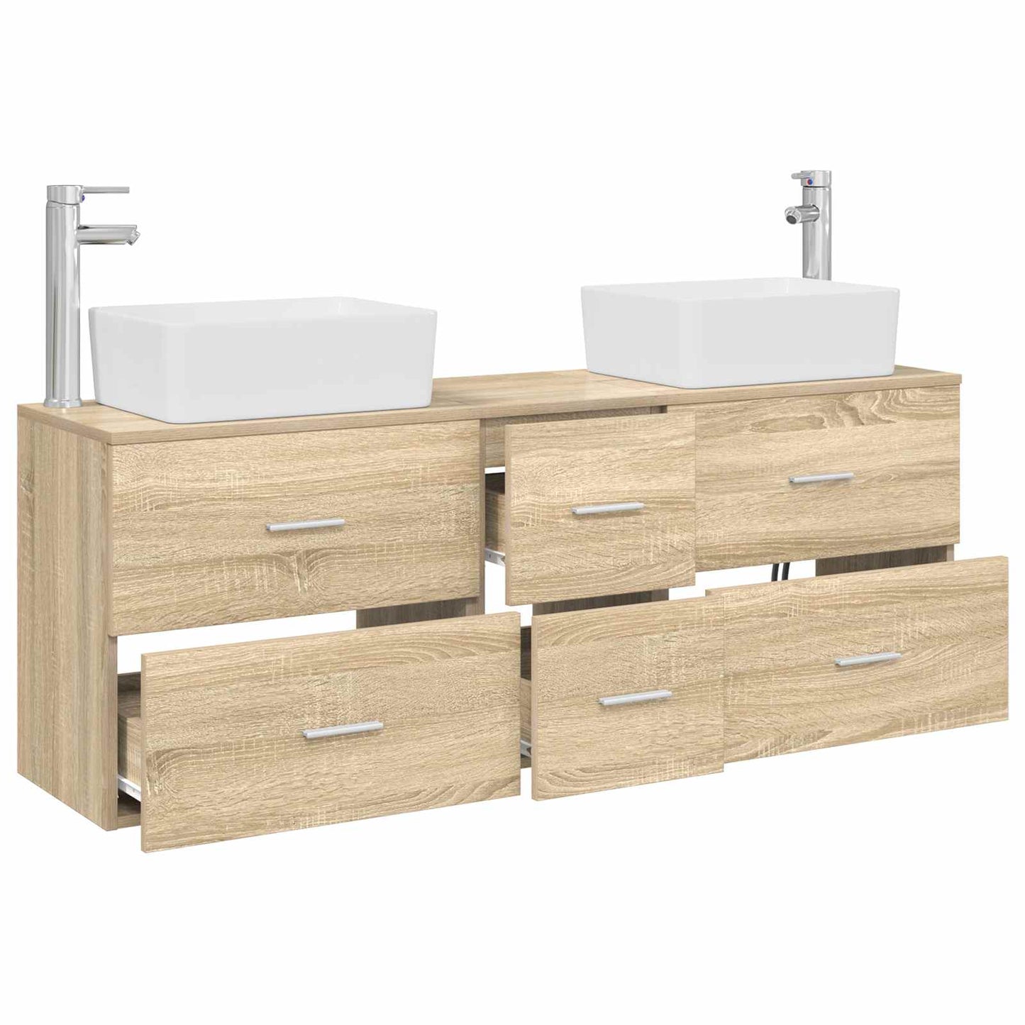 vidaXL Bathroom Cabinet Set 3 pcs Sonoma Oak 53 x 34.5 x 63 cm