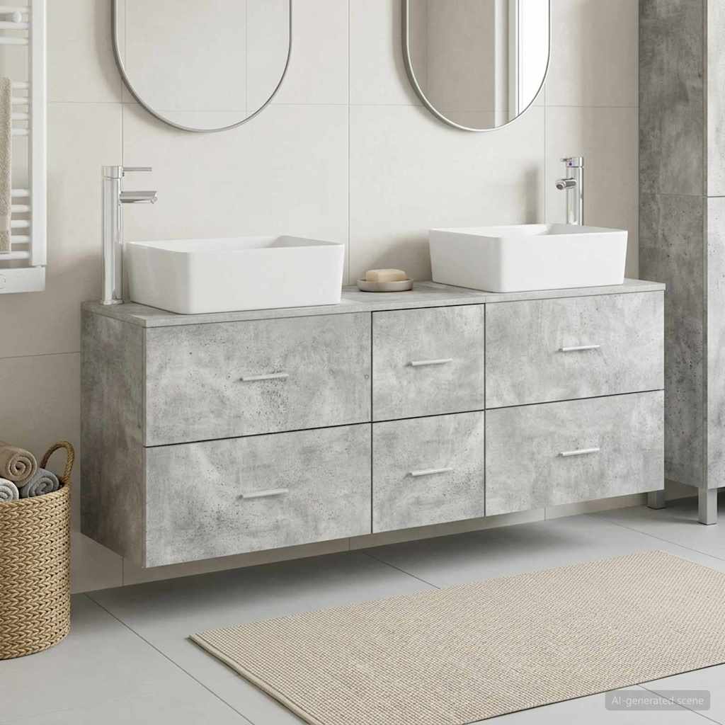 vidaXL Bathroom Cabinet Set 3 pcs Concrete Grey 53 x 34.5 x 63 cm