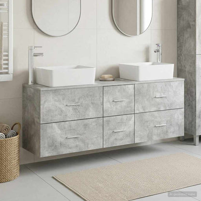 vidaXL Bathroom Cabinet Set 3 pcs Concrete Grey 53 x 34.5 x 63 cm