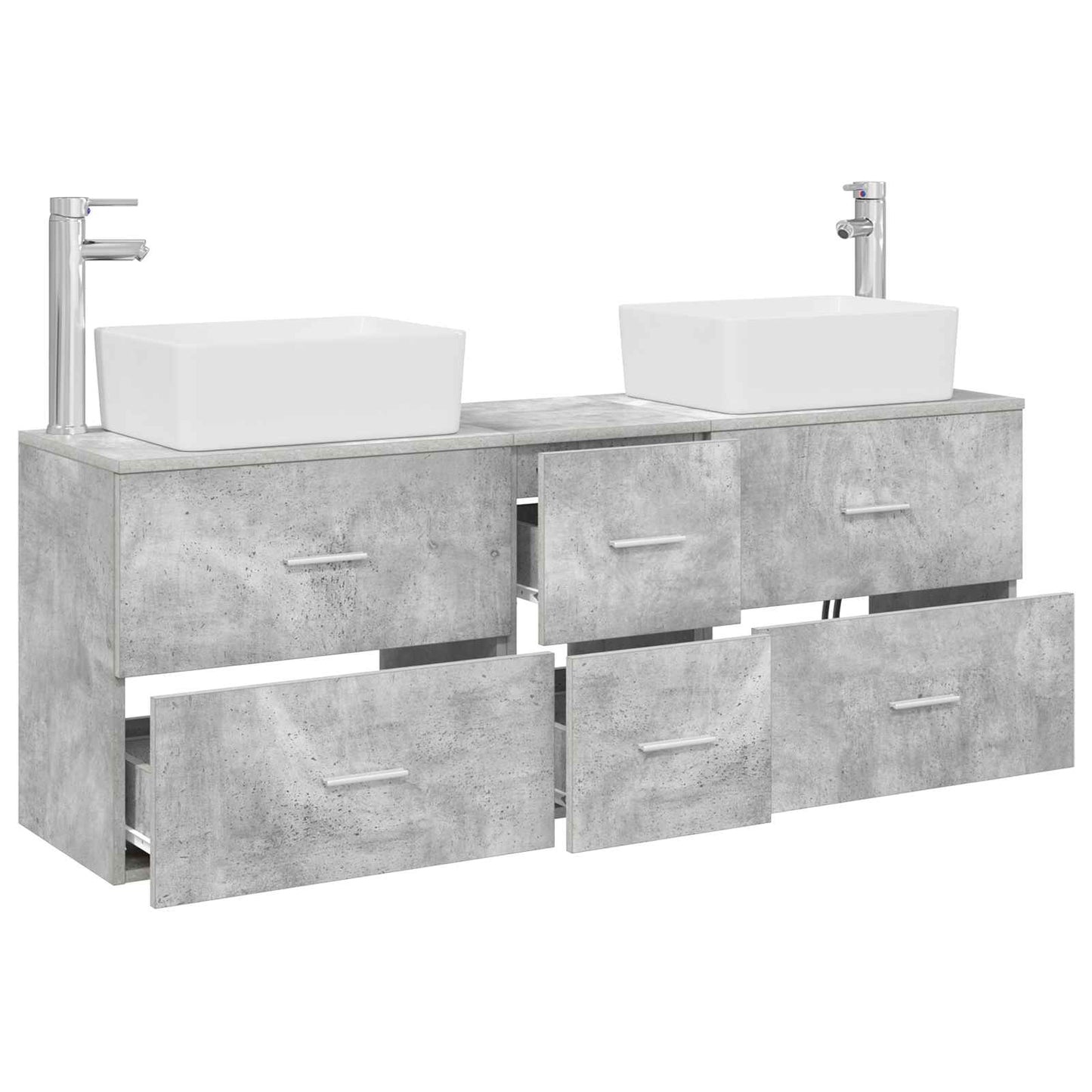 vidaXL Bathroom Cabinet Set 3 pcs Concrete Grey 53 x 34.5 x 63 cm