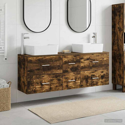 vidaXL Bathroom Cabinet Set 3 pcs Smoked Oak 53 x 34.5 x 63 cm