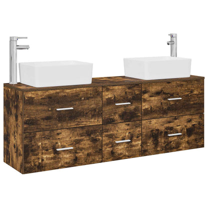 vidaXL Bathroom Cabinet Set 3 pcs Smoked Oak 53 x 34.5 x 63 cm