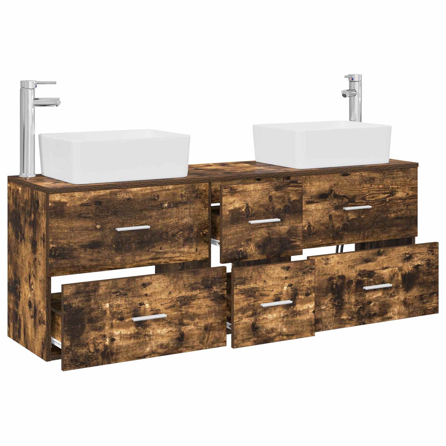 vidaXL Bathroom Cabinet Set 3 pcs Smoked Oak 53 x 34.5 x 63 cm