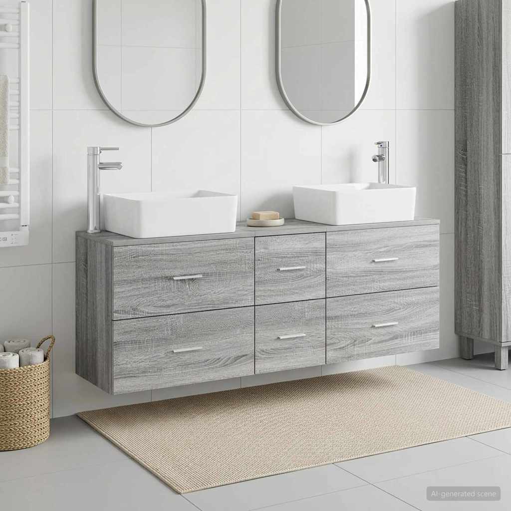 vidaXL Bathroom Cabinet Set 3 pcs Grey Sonoma 53 x 34.5 x 63 cm